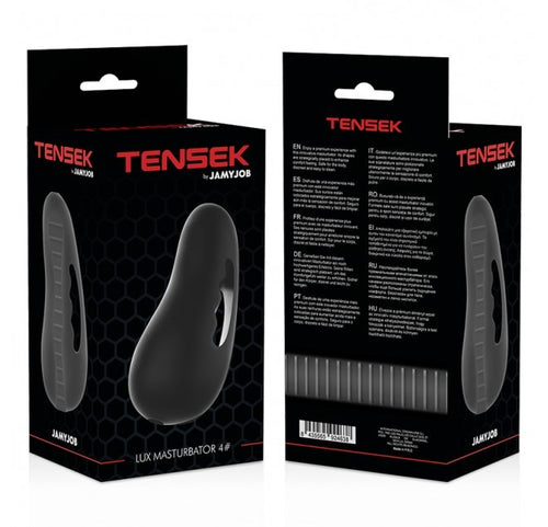Masturbatore per uomo tensek by jamyjob lux masturbator 4 nero morbido TPE 13 cm