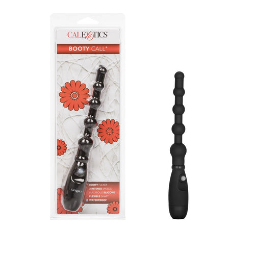 Booty call Sonda flessibile Progressiva 3 vibrazioni con perle silicone nero ano