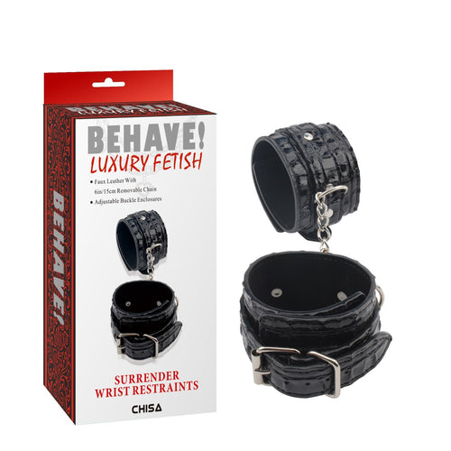 Behave ! luxury fetish Manette Premium rosse e nere cuffs bondage sadomaso