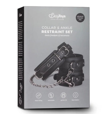 Premium set collare + manette per caviglie catena 80 cm per bondage fetish BDSM