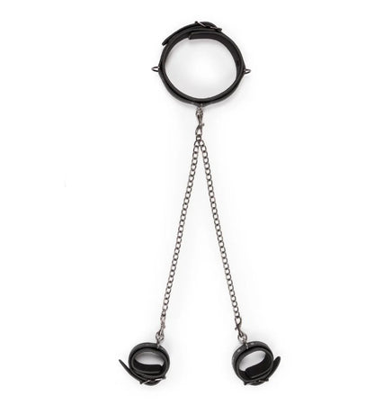 Premium set collare + manette per caviglie catena 80 cm per bondage fetish BDSM