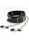 Fetish collare con pinze per capezzoli nero pelle Bondage BDSM fetish