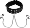 Fetish collare con pinze per capezzoli nero pelle Bondage BDSM fetish