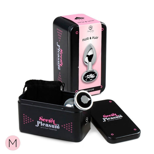 Premium plug anale Medium gioiello nero confezione regalo Secret Pleasure