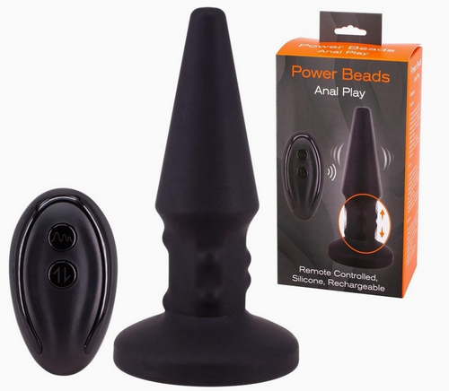 Seven Creations Plug anale con perline rimming Black 14,5 cm controllo remoto