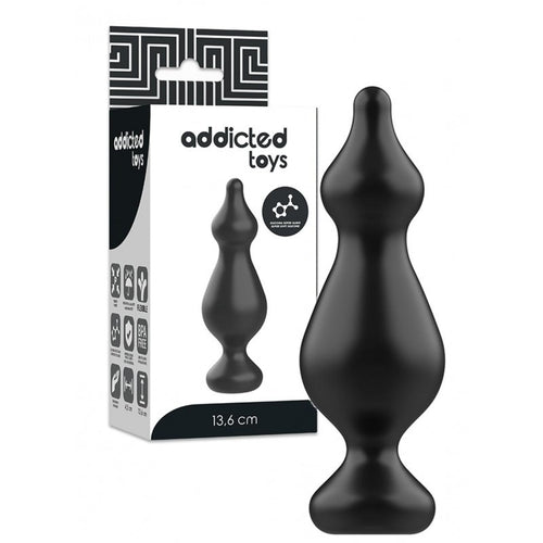 Plug anale 13,6 cm Progressivo nero silicone soft touch medicale giochi anali