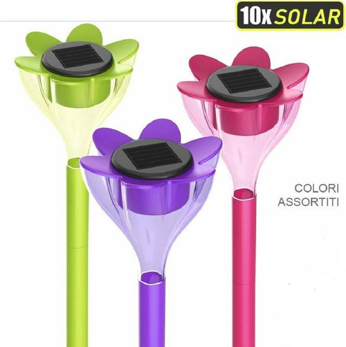 10 Lampade Led Da Giardino Energia Solare Forma Fiore Vari Colori Illuminazione/Illuminazione per esterni/Luci per sentieri Trade Shop italia - Napoli, Commerciovirtuoso.it