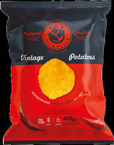 10 pacchetti di patatine( trasporto incluso ) 40g al peperoncino dolce gluten free e senza olio di palma