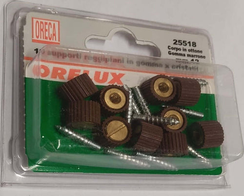 10-PEZZI---SUPPORTO-REGGIPIANO-RIVESTITO-IN-GOMMA-MARRONE-PER-CRISTALLI-Ø12MM---CORPO-IN-OTTONE-CON-PERNO-AD-AVVITARE-**