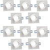 10 Porta Faretto A Incasso Supporto Quadrato Portafaretti Vetro Argento P16