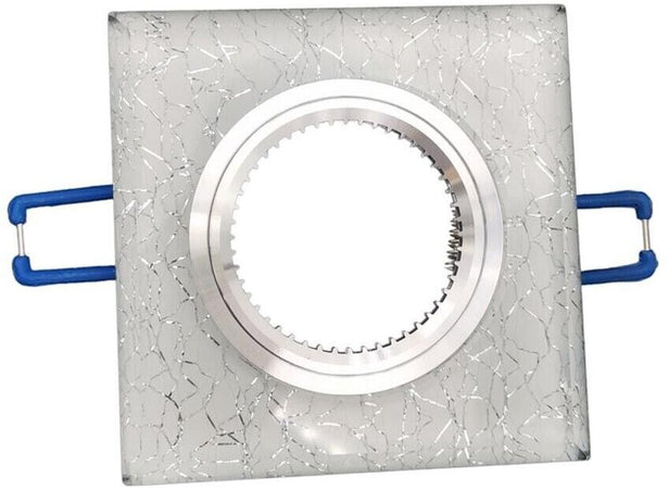 10 Porta Faretto A Incasso Supporto Quadrato Portafaretti Vetro Argento P16