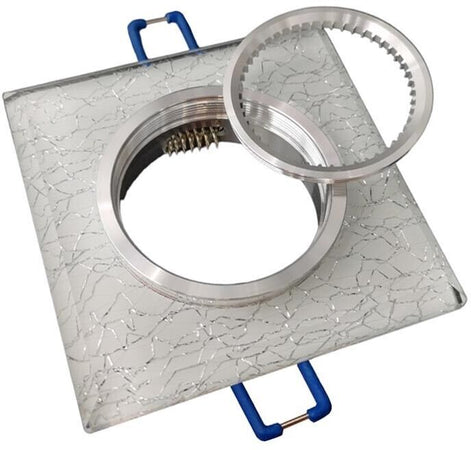 10 Porta Faretto A Incasso Supporto Quadrato Portafaretti Vetro Argento P16