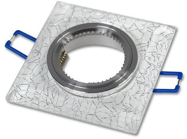 10 Porta Faretto A Incasso Supporto Quadrato Portafaretti Vetro Argento P16