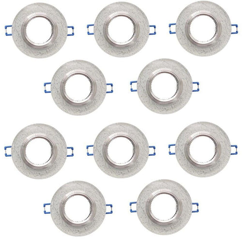 10 Porta Faretto Da Incasso Supporto Tondo Portafaretti Vetro Color Argento P15