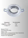 10 Porta Faretto Da Incasso Supporto Tondo Portafaretti Vetro Color Argento P15