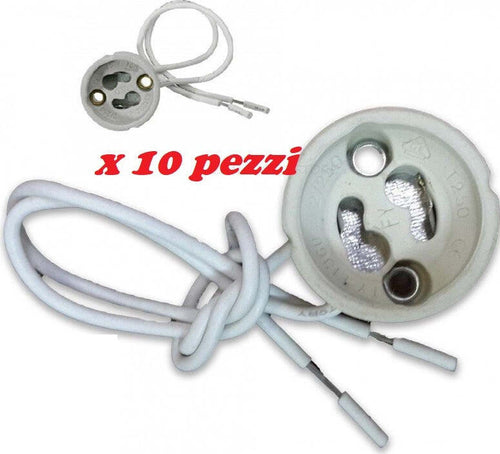 10 Portalampada per Lampadine LED Attacco GU10 in Ceramica con Cavi Illuminazione/Illuminazione per interni/Luci da incasso Zencoccostore - Formia, Commerciovirtuoso.it