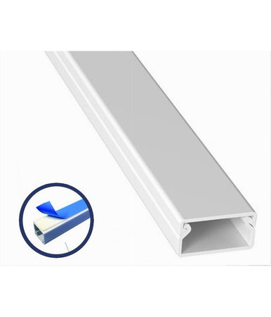 10 Pz Profili Passacavi Canalina Con Biadesivo In Pvc Colore Bianco 2 Mt 20x10mm