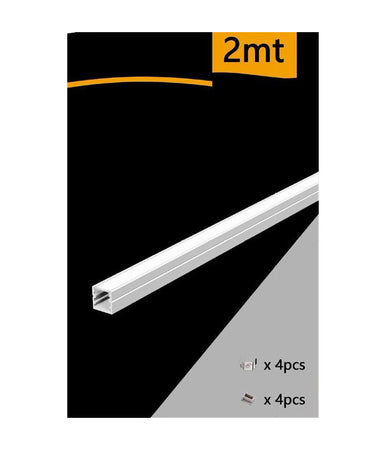 10 Pz Profilo In Alluminio 2 Mt Lineare A Plafone Sezionabile Striscia Led Al-20