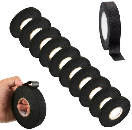 10 Rotoli Nastro Telato Isolante Per Cablaggio Cavi Elettrici Rotolo Nero Royce