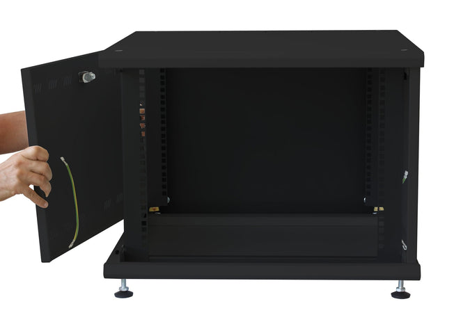 Armadio Rack 19'' ideale per Accumulatori Fotovoltaico 8U P600mm Nero