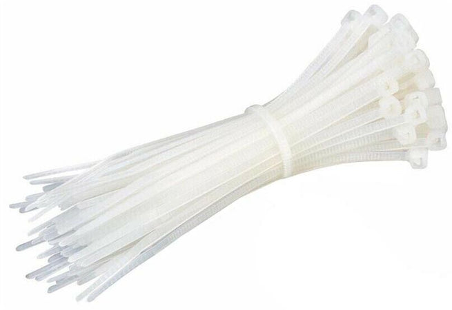 100 Fascette Elettricista Di Cablaggio Fascetta 2.5 X 100 Mm In Nylon Bianco Tools
