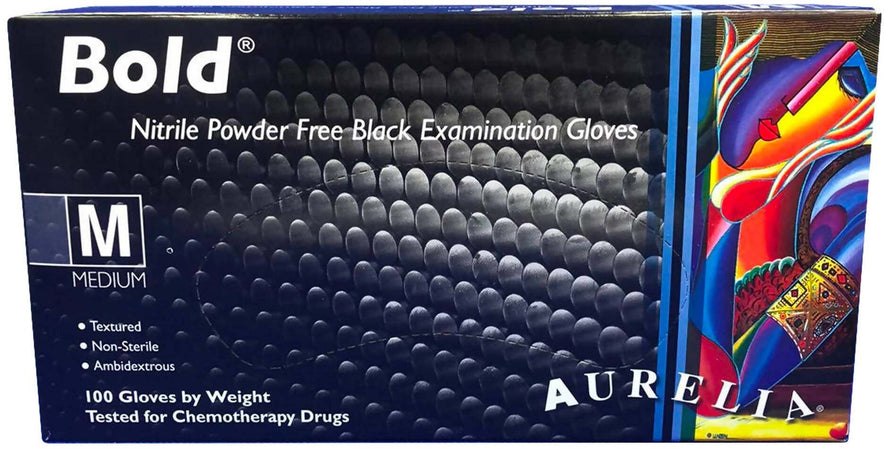 100 Guanti In Nitrile Aurelia Bold Neri Guanto Nero Senza Polvere 5mil Latex Free Ambidestro Aurelia Gloves