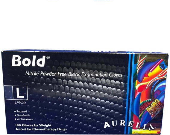 100 Guanti In Nitrile Aurelia Bold Neri Guanto Nero Senza Polvere 5mil Latex Free Ambidestro Aurelia Gloves