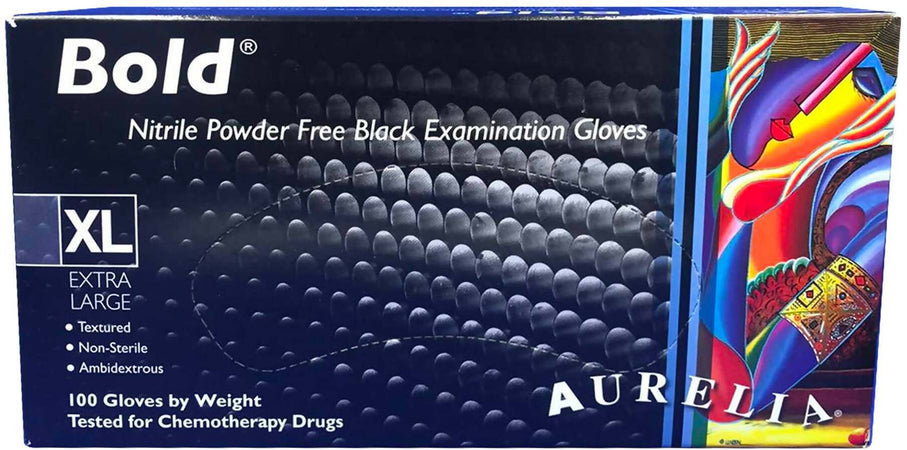 100 Guanti In Nitrile Aurelia Bold Neri Guanto Nero Senza Polvere 5mil Latex Free Ambidestro Aurelia Gloves