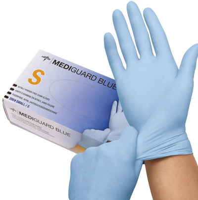 100 Guanti in Nitrile Mediguard Blue Categoria III DPI Uso Alimentare - 100 Pezzi Prodotto con IVA Agevolata Guanti Monouso Medline