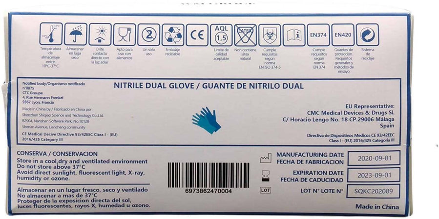 100 Guanti in Nitrile Nitrilo DPI Senza Polvere Pulizia Industria Estetica
