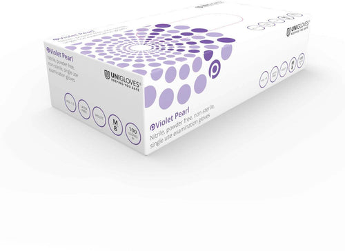 100 Guanti Nitrile Viola Senza Polvere Estetista Parrucchiera Medico Cucina IVA Agevolata 5% Latex Free Unigloves