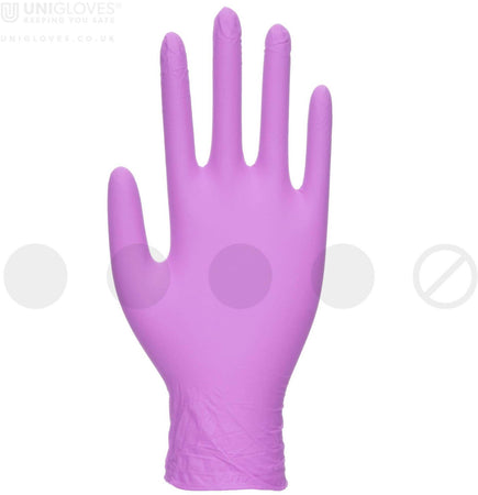 100 Guanti Nitrile Viola Senza Polvere Estetista Parrucchiera Medico Cucina IVA Agevolata 5% Latex Free Unigloves
