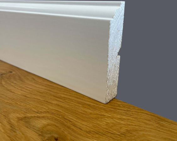 100 metri lineari di  Battiscopa PREMIUM in legno MASSELLO mod.FIRENZE 68x15 laccato bianco liscio Fai da te/Prodotti per la costruzione/Materiali da costruzione/Pavimenti/Materiali per pavimenti/Battiscopa Eternal Parquet - Ariano Irpino, Commerciovirtuoso.it
