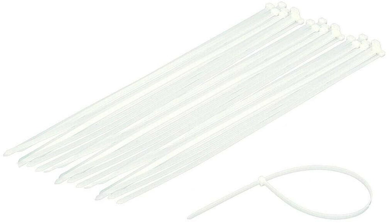 100 Pezzi Fascette Cablaggio Fascetta Elettricista 3.6 X 250 Mm In Nylon Bianco Tools