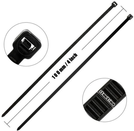 100 Pezzi Fascette Elettricista Fascetta Di Cablaggio 2.5 Mm 10 Cm In Nylon Nero Tools