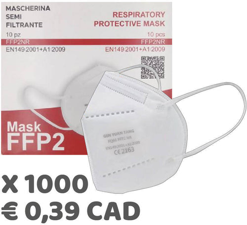 1000 X Mascherine FFP2 NR Bianche Certificate Ce2163 Mascherine Zhejiang Gen Yuan Tang Medical Technology Certificazione Ce2163- Dpi | Bfe ≥95% | Imbustate Singolarmente € 0.39 Cad.
