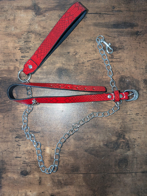 Collare donna con guinzaglio Fetish Love rosso bondage fetish BDSM pelle PU