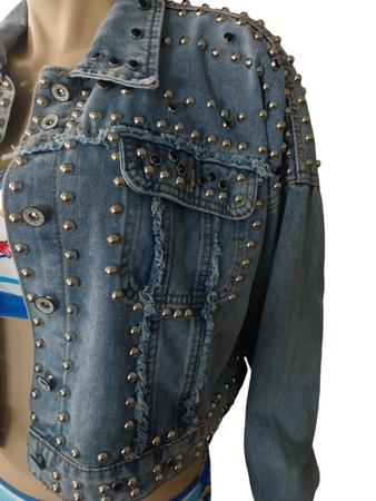 Giacca di jeans borchie