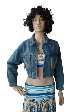 Giacca jeans con strass luccicanti