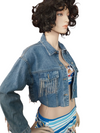 Giacca jeans con strass luccicanti