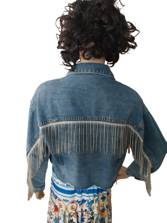 Giacca jeans con strass luccicanti