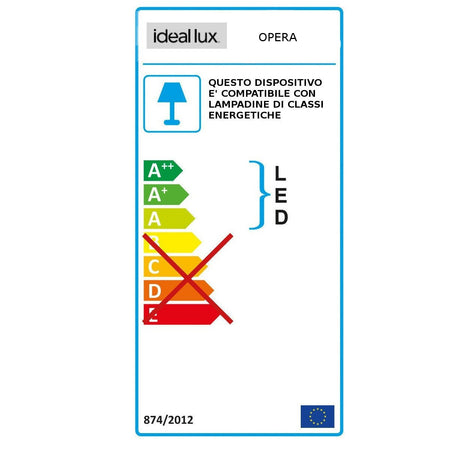 Piantana moderna Ideal Lux OPERA PT1 068275 E27 LED metallo PVC cristallo lampada terra