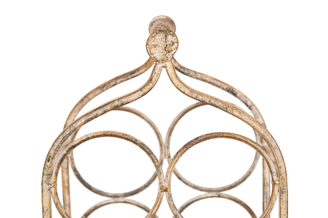 Biscottini Porta bottiglie in ferro battuto finitura bianca anticata L24xPR12xH105 cm