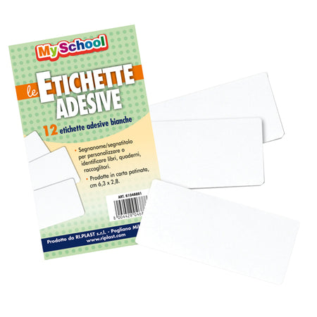 Bustina 12 Etichette Segnanomi 6,3X2,8Cm Bianco Ri.Plast