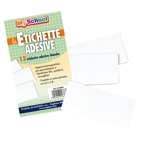 Bustina 12 Etichette Segnanomi 6,3X2,8Cm Bianco Ri.Plast