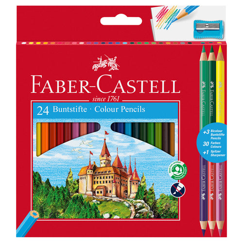 Astuccio 24 Matite Colorati Eco Il Castello+3 Bicolor Faber Castell