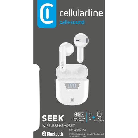 auricolare vivavoce bluetooth doppio  con base di ricarica bianco