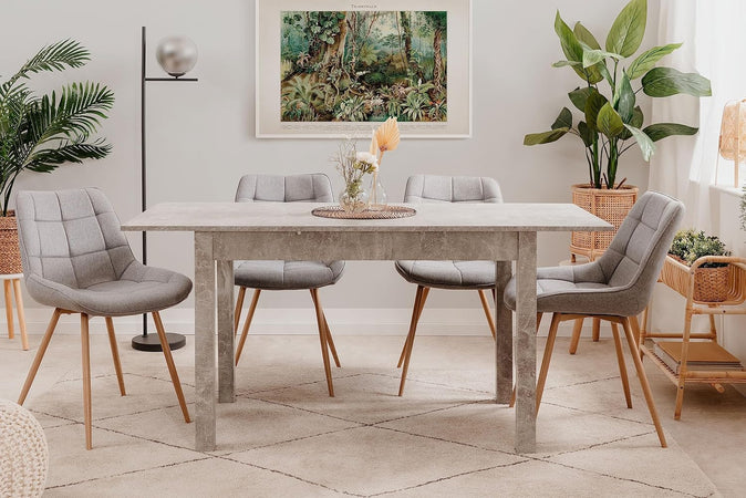 tavolo da pranzo cucina allungabile in legno moderno soggiorno 6 posti grigio cemento THU2253,131,2S43