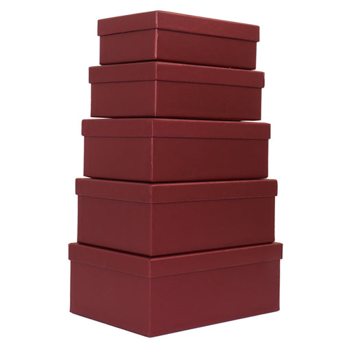 Set 5 Scatole Regalo In Cartone Fantasia Burgundy