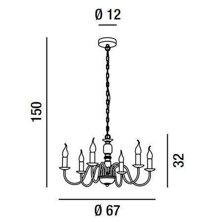 Lampadario classico Perenz DUCALE 6262 TO E14 LED lampada soffitto metallo paralumi tessuto
